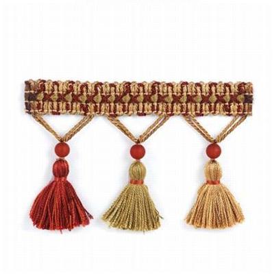 Stout Trim Saffron Tassel Fringe CRANBERRY
