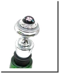 Black Flower Cabochon Bottle Stopper by   