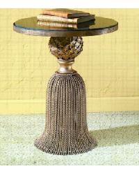 Antique Gold Twisted Tassel Table with Black Granite Top by   