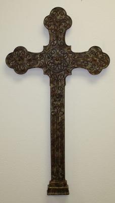 wall crosses,crosses,religious cross,wall decoration,decorative iron,iron wall dcor,metal wall,metal wall dcor,wall art dcor,metal crosses Brown Taupe Iron & Tole Large Wall Cross