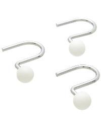 Metal Ball Shower Curtain Hooks White by   