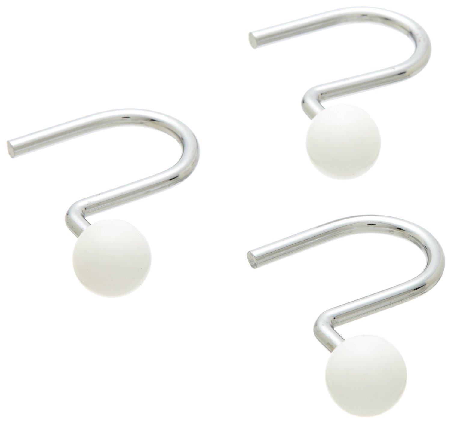 Metal Ball Shower Curtain Hooks White Accessories