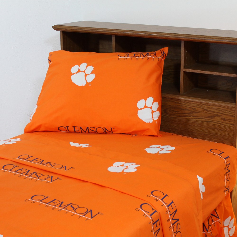 Clemson Tigers Queen Sheet Set Orange Bedding