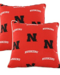 Nebraska Huskers Outdoor Decorative Pillow Pair  2 16 in  x 16 in  Pillows by   