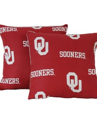 Oklahoma Sooners 16 in  x 16 in  Decorative Pillow  Includes 2 Decorative Pillows by   