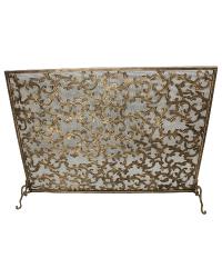 Light Burnished Gold Acanthus Leaf Design Fire Screen by   