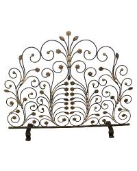 Burnished Gold Fire Screen with Light Burnished Gold Leaf and Floret Accents by   