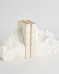 Mountain Summit Bookends White Marble by   