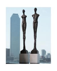 Pair of Contempo Statues Black White Limestone by   
