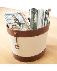 Stirrup Detail Log Holder Canvas and Brown Leather by   