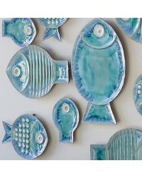 Blue Fish Plates by  Charlotte Fabrics 