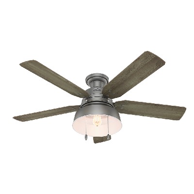 Hunter Fan Co Mill Valley Low Profile 52in Matte Silver Damp Outdoor Fan in Mill Valley 59311 Silver Blade Material: PVC Overlay