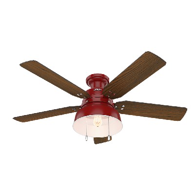 Hunter Fan Co Mill Valley Low Profile 52in Barn Red Damp Outdoor Fan in Mill Valley Low Profile 59312 Red Blade Material: PVC Overlay