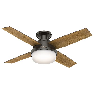 Hunter Fan Co Dempsey Low Profile with Light 44in Noble Bronze Fan in Dempsey Low Profile with Light 59445 Brown Blade Material: Composite