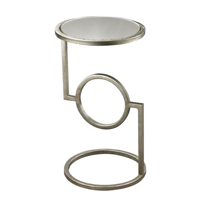 lazy susan home decor elk group Mirrored Top Hurricane Side Table Antique Silver