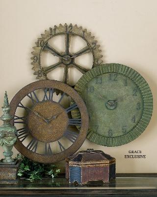 uttermost,wall clock,decorative clocks,clock Rusty Gears Clock