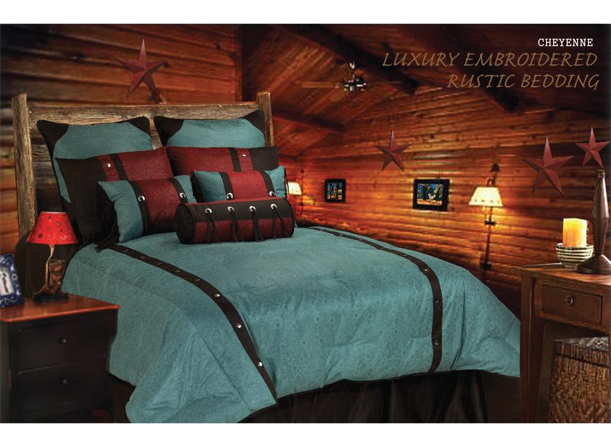 Cheyenne Turquoise Comforter Set Bedding, Leather Comforter Set