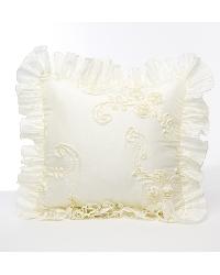 Ava Cream Ribbon with Ruffle Pillow by   