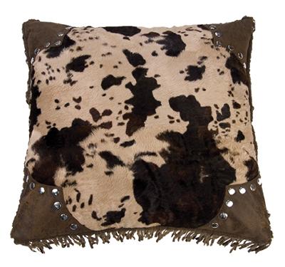 homemax imports,caldwell collection,western bedding,cabin bedding,rustic bedding,designer bedding,discount bedding,comforter sets,luxury bedding,bedding,cheap bedding,bedding sets,bed linens,bedding collections,cow bedding,steer bedding,cow hide bedding Scalloped Edge Cowhide Pillow