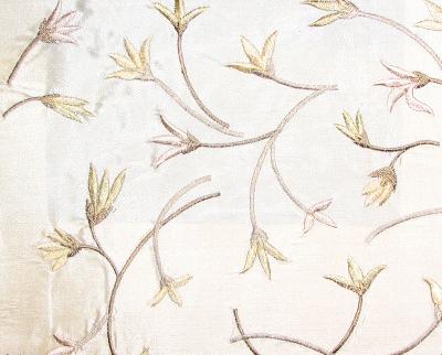 Waldorf Creme in Isadora - Waldorf White Silk Leaves and Trees  Floral Silk   Fabric