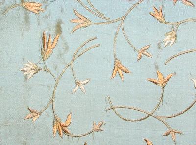 Waldorf Delft in Isadora - Waldorf Blue Silk Leaves and Trees  Floral Silk   Fabric