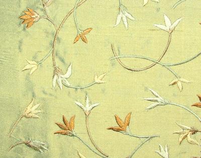 Waldorf Sage in Isadora - Waldorf Green Silk Leaves and Trees  Floral Silk   Fabric