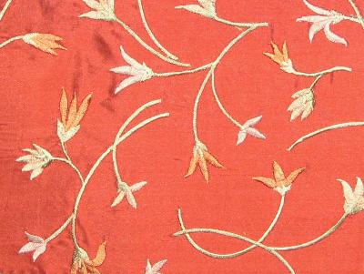 Waldorf Wine in Isadora - Waldorf Red Silk Leaves and Trees  Floral Silk   Fabric