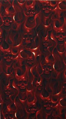 Alexander Henry Skulls on Fire Red in AH Fall 2011 Red NA Cotton Halloween Skull  