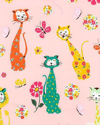 cat,cats,cat quilting fabric,kitty cats,cat fabric,quilting fabric,craft fabric,pink,pink fabric,pink quilting fabric,pink cat fabric,animal fabric,alexander henry,alexander henry fabric,6945BR,138660,Calico Cat Pink