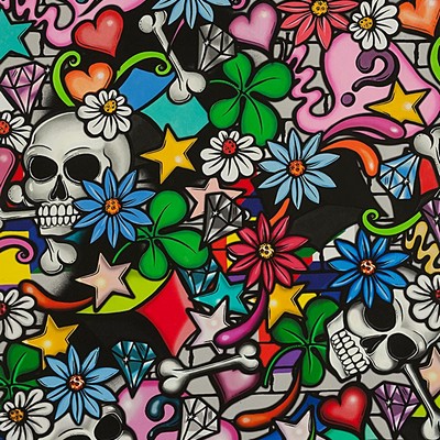 Alexander Henry Street Skull Multi in 2020 New Black Craft-Quilting Cotton Mexican  Miscellaneous Novelty  Skull  
