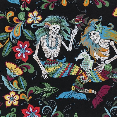 Alexander Henry Esqueletos del Mar Black Multi in 2018 Black NA Cotton Skull  Mexican  