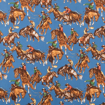 Alexander Henry Edendale Riders Blue 7116e in june 2022 Blue Craft-Quilting People and Character  Novelty Western  Cowboy  