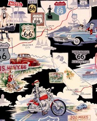 Memories On Route 66 Black 9056b by  Koeppel Textiles 