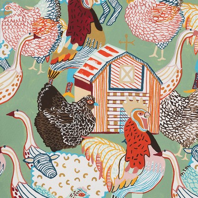 Alexander Henry Rainbow Roost Sage 8989d in june 2022 Green Craft-Quilting Farm Animals  Miscellaneous Novelty  Animal Quilting  