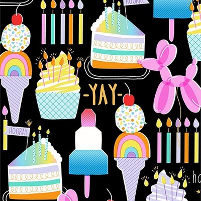 Alexander Henry Yay Its Your Birthday Black in june 2022 Black Craft-Quilting Cute Prints  Miscellaneous Novelty  Food and Drink  