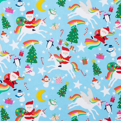 Alexander Henry Yuletide Unicorn Blue 8894a in june 2022 Blue Craft-Quilting Cute Prints  Christmas  People and Character  