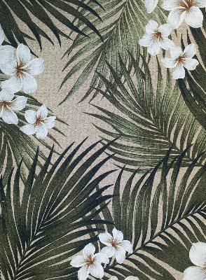 big kahuna fabrics,hawaiian fabric,hawaiian print fabric,tropical fabric,tropical print fabric,floral tropical fabric,floral hawaiian fabric,vintage fabric,vintage hawaiian fabric,vintage floral fabric,36193 Plumeria Palm Cream