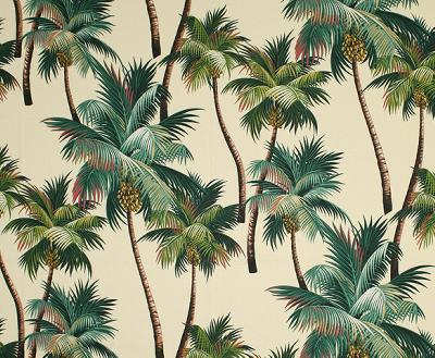 Big Kahuna Palm Trees Natural in spring 2015 Beige Drapery-Upholstery Cotton Tropical   Fabric