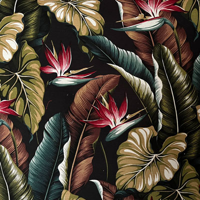 Big Kahuna Bird of Paradise Black in Vintage Hawaiian Black Classic Tropical   Fabric