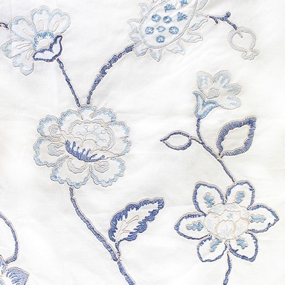 Catania Silks Embroidery 19067 Blue Catania Embroideries EMB-19067/1 Blue Cotton Cotton Crewel and Embroidered  Floral Embroidery Traditional Floral  Fabric