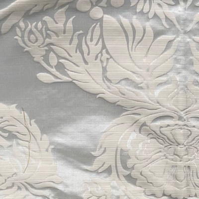 Catania Silks Lillian Damask Silver Catania Silks Silver Cotton  Blend Classic Damask  Silk Damask  Modern and Contemporary Silk  Fabric