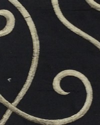 Catania Silks Vine Embroidery Black Silk Fabric