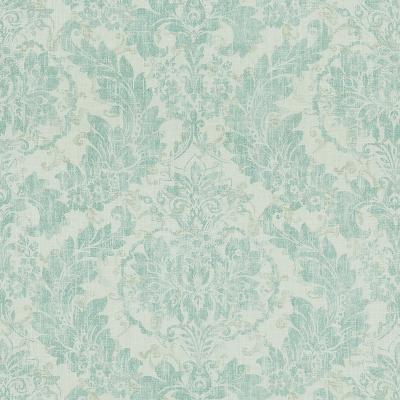 Downton 544 Mist in covington 2014 Beige Drapery-Upholstery Linen  Blend Fire Rated Fabric Classic Damask  NFPA 260   Fabric