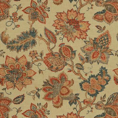 Noblesse 349 Vintage Red Blch in covington 2014 Red Drapery-Upholstery Linen  Blend Fire Rated Fabric NFPA 260  Jacobean Floral   Fabric