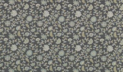 Duralee 15459 15 in John Robshaw - Charcoal Moss Green Cotton  Blend Fire Rated Fabric NFPA 260  Medium Print Floral   Fabric