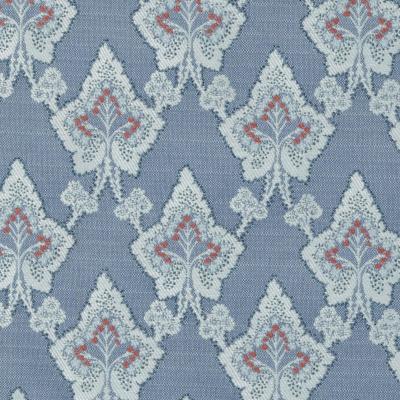 Duralee Brenner Lapis 15625 563 in Tilton Fenwick Prussian Spruce Blue Upholstery Viscose  Blend Medium Duty Floral Medallion   Fabric