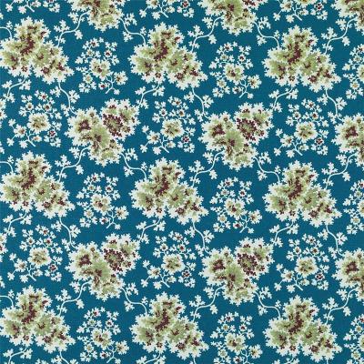 Duralee 21077 72  Cecilia in Tilton Fenwick Prints Blue Drapery-Upholstery Cotton/45%  Blend Vine and Flower   Fabric