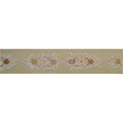 Europatex Trimmings Americas Linen in Avenue Beige Rayon  Blend Beige TrimsBeaded Trim Trim Border