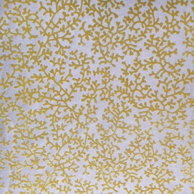 Europatex Charleston Yellow in 2017 New Yellow Multipurpose Polyester  Blend Scrolling Vines Marine Life Patterned Velvet 