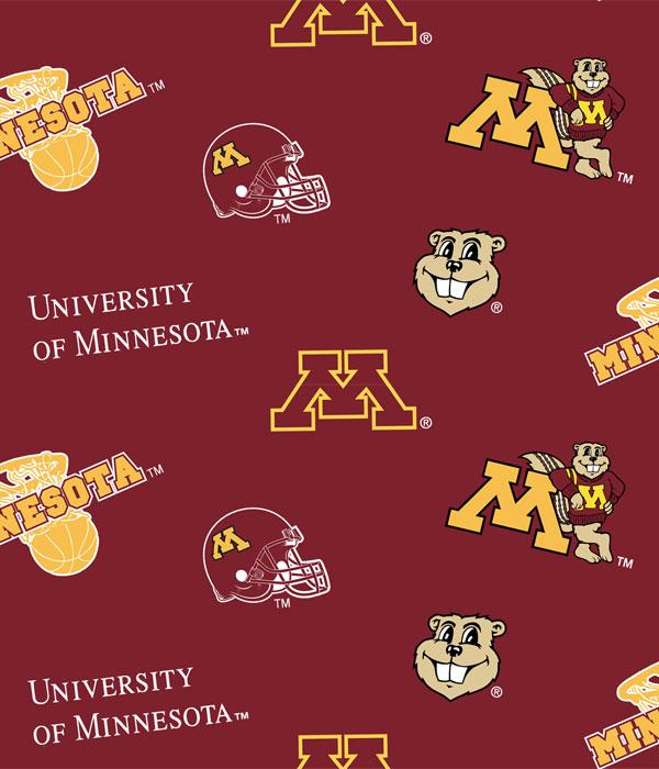  Minnesota Golden Gophers Cotton Print Red Foust Textiles Inc
